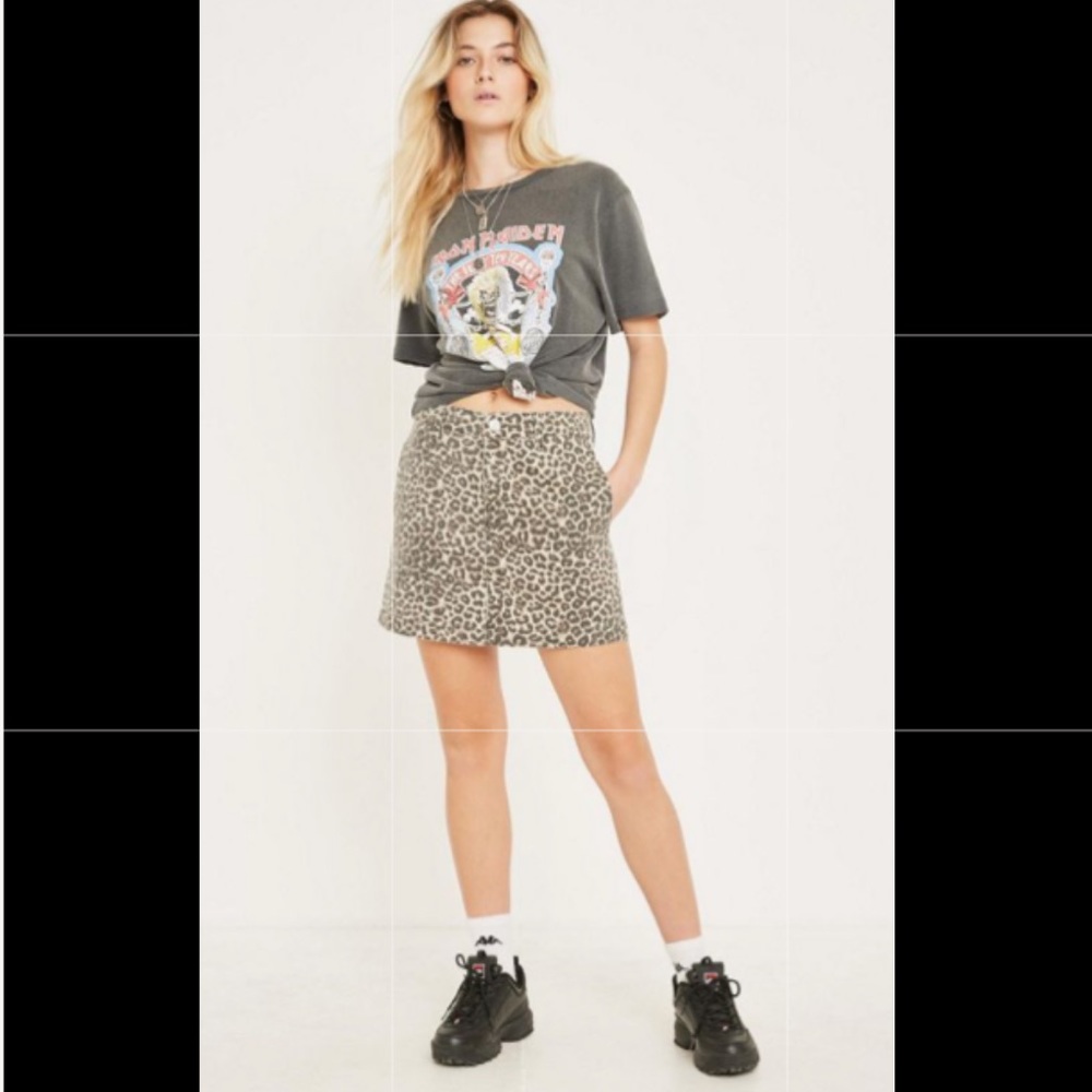 Urban Outfitters Leopard Print Twill Mini Skirt